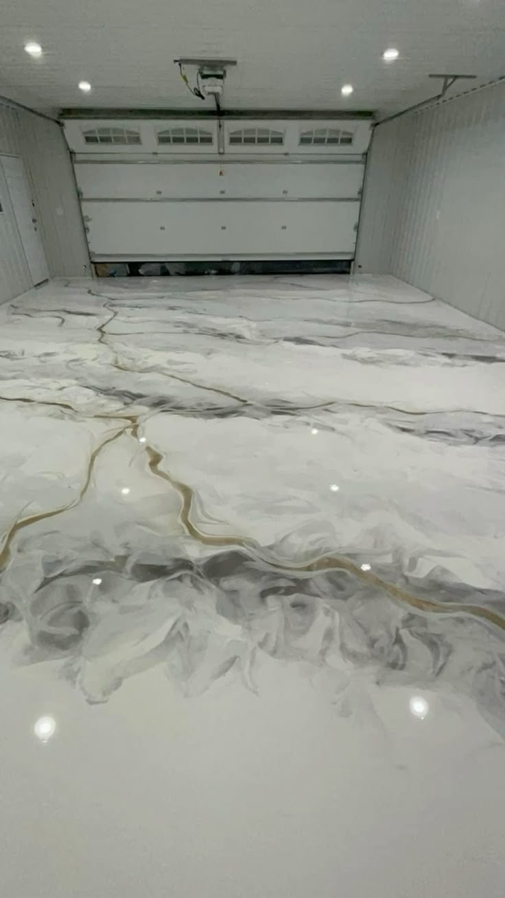 White and gray marble metallic epoxy floor