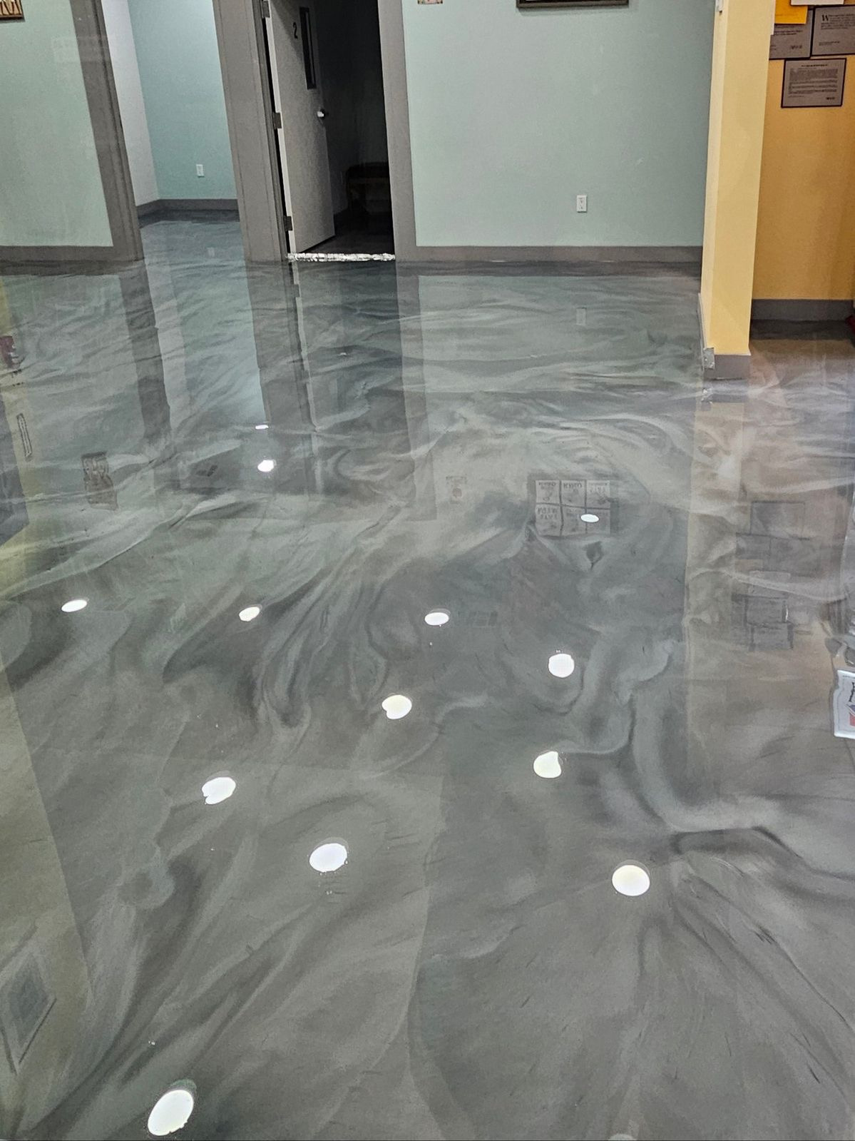 Copper and bronze metallic epoxy garage floor